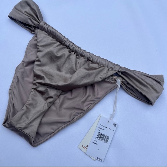 Good American Mink Shine Satin Ruched High Rise Bikini Bottoms Size 4/XLarge NWT - Picture 7 of 16